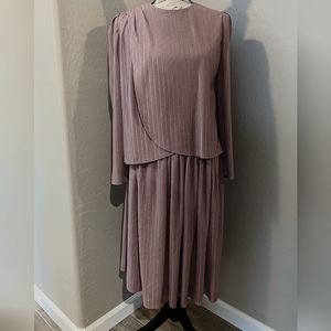 Vintage Pastel 80s Skirt Suit w/Chic Frontal Drape Opening Button Shoulder 6/Med